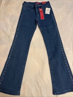 GUESS Dark Blue Flare Jeans with Silver Stud Trim